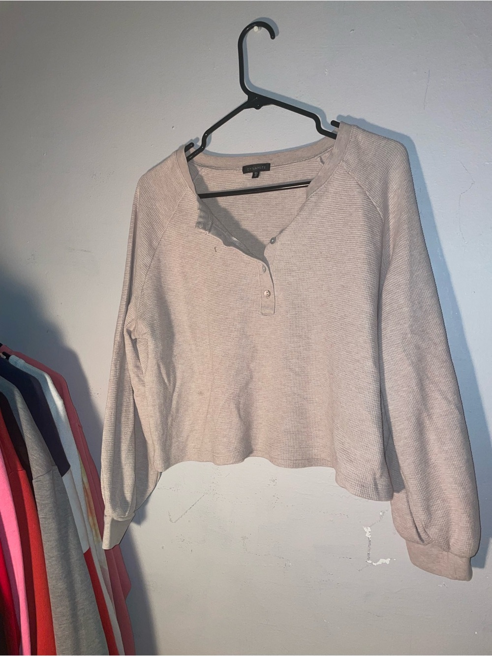 Dynamite Cropped Sweatshirt - Light Beige